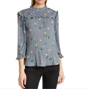Ted Baker Pleated High Neck Floral Blouse Horili Oracle